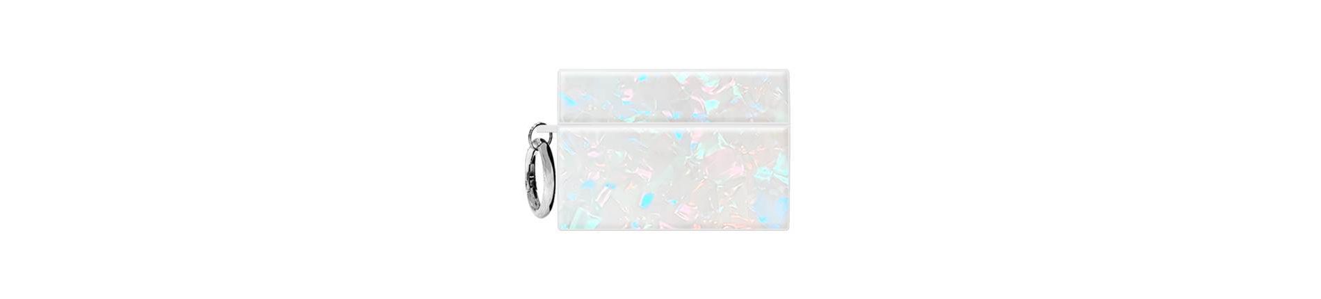 Flaunt Square AirPods Pro (1st/2nd gen.) Case - Opal Shell with Silver Ring Clip