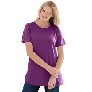 Woman Within Plus Size Perfect Short-Sleeve Crewneck Tee - 1 of 4