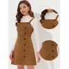 Allegra K Women's Faux Suede Button Decor A-Line Mini Overall Dress - 2 of 4