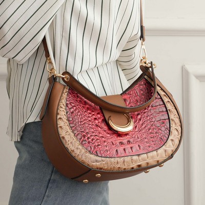 MKF Collection Shoulder Crossbody Bag Half-Moon Croc-Embossed Snap Closure, Jain | MKF Collection by Mia K - Yellow — фото 3