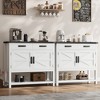 Farmhouse Console Table w/ Cabinet Drawers, Buffet Cabinet w/ Storage Shelf, Wood Coffee Bar Cabinet for Kitchen, Dining Room, Living Room, Entryway - 3 of 4