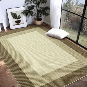 Low-Pile Washable Bordered Area Rug for Living Room Bedroom Dining Room, Non-Slip Stain Resistant Non-Shedding Carpet Geometric Floor Decor - 1 of 4