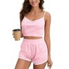 Women's Summer Sleeveless Shorts Set High Waist Elastic Waistband with Pockets for Casual & Sporty Look - 2 of 4