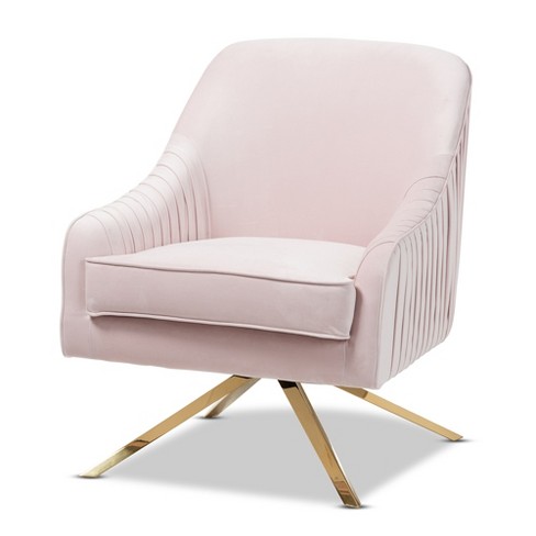 Amaya Velvet Lounge Chair Light Pink/Gold - Baxton Studio - image 1 of 4