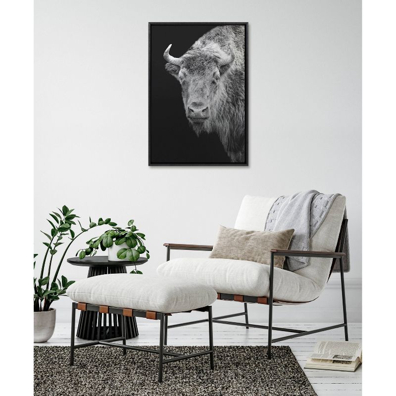 Kate &#38; Laurel All Things Decor 23&#34;x33&#34; Sylvie American Bison Buffalo Yellowstone Wildlife Animal BW Framed Metallic Canvas Wall Art by Xyo, 5 of 6