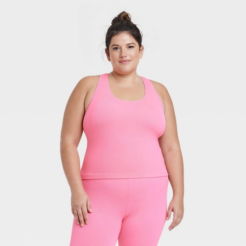 Modal Plus Size Seamless Ribbed Tank Top With Built In Bra For