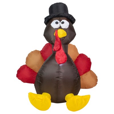 Northlight 4' Red and Brown Inflatable Lighted Thanksgiving Turkey Outdoor Decor
