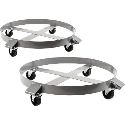 Heavy-Duty 55 Gallon Drum Dolly - 1000lb Capacity Steel Barrel Caddy with 4 Swivel Casters