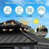 Galvanised Steel Hardtop Gazebo, Heavy Duty Double Roof Outdoor Gazebo with Netting and Sunshade Curtains - 2 of 4