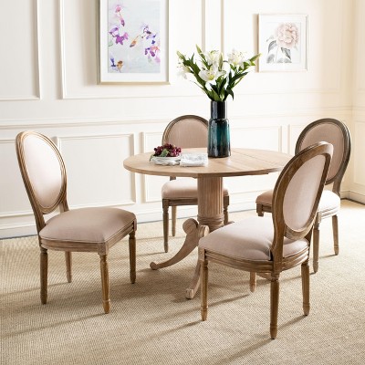Holloway Beige Linen Upholstered Side Chair with Rustic Oak Frame (Set of 2)