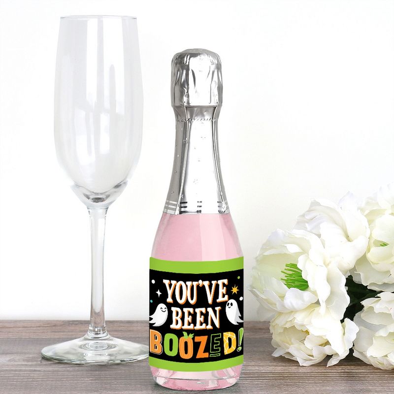 Big Dot of Happiness You've Been Boozed - Mini Wine and Champagne Bottle Label Stickers - Ghost Halloween Party Favor Gift for Women and Men - 16 Ct, 2 of 8