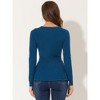 Allegra K Women's Slim Fit V-Neck Long Sleeve Ribbed Pullover Knitted Peplum Sweater - 3 of 4