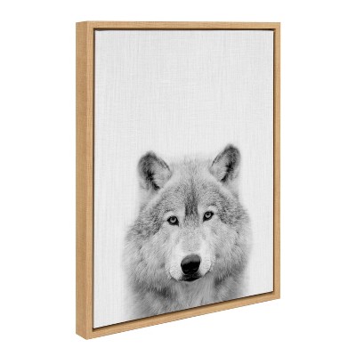 Natural Wood Framed Black and White Animal Canvas Art Set