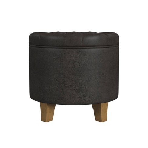 Black leather ottoman target online