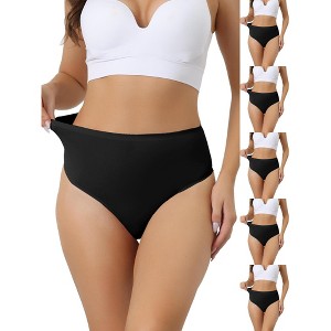 INSPIRE CHIC Women's High Waist Tummy Control Stretch T-back Breathable Comfortable Thongs 6 Packs - 1 of 4
