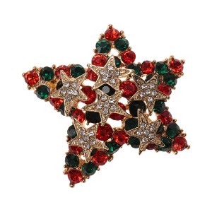 Unique Bargains Christmas Brooches YNCP3199 Five-pointed Star Alloy Dripping Wax Multicolor 1.97"x1.77" 1 Pc - 1 of 4