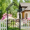 Lirago Black Metal Garden Arch-Galvanized Iron Trellis Rose Arch Outdoor Garden Decor with Gate Design 16.92"Dx97.24"Hx58.07"W - 3 of 4