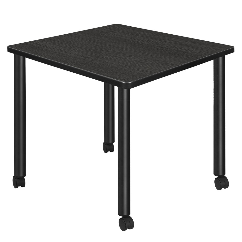 Photos - Dining Table 30" Small Kee Square Breakroom  with Mobile Legs Ash Gray/Blac