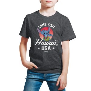 Boys' - Lilo and Stitch - Hawaii USA Short Sleeve Graphic T-Shirt - 1 of 4