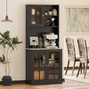 Kitchen Pantry Cabinet, 72" Freestanding Storage Cabinet with Hutch, Large Countertop, Glass Doors and Adjustable Shelves, Microwave Cabinet - 2 of 4