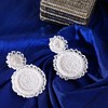SOHI Women's White  Beaded Circular Drop Earrings - 2 of 3