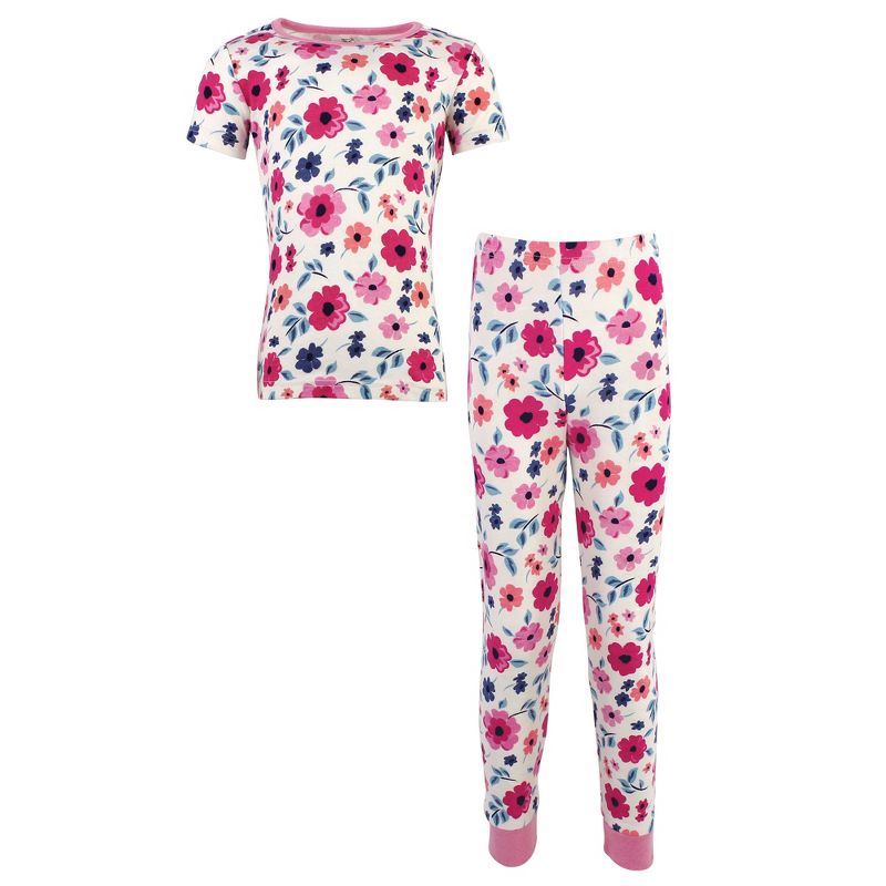 Touched by Nature Toddler and Kids Girl Organic Cotton Tight-Fit Pajama Set, Garden Floral, 1 of 5