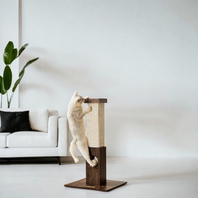 Cat Scratching Post with Interactive Ball Toy Cat Scratcher for Indoor Cats, 28.7 Inches Tall, Sturdy Claw-Sharpening Tower for Cats