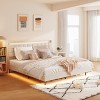 Floating Platform Bed with Velvet Upholstered Headboard, Metal Bed with LED Lights and USB Ports, Bed with Hidden Storage-Baofuwish - 2 of 4