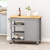 GDFStudio Carmelina Contemporary Wooden Kitchen Cart with Wheels - 2 of 4