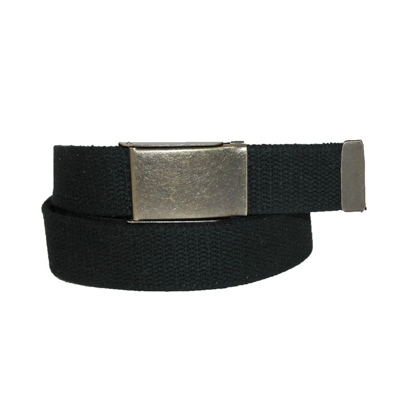 CTM Men's Fabric Belt with Brass Flip Top Buckle, 1 of 2