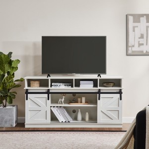 Syemin Decorative Storage Cabinet, Double Door Four-Layer Shelf, Living Room Dresser with Grooved Texture for Living Room, Entryway, - 1 of 4