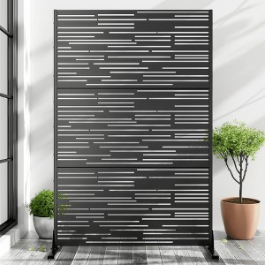 MAYEERTY Shine Light and Shadow Black Galvanized Steel Screen Outdoor and Indoor with Free Standing Decorative Privacy Screen for Balcony - 1 of 4