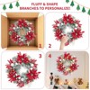 24in Pre-Lit Red Christmas Wreath with 20 LED Lights, Artificial Rattan Bottom Flowers and Christmas Balls  Christmas Decoration Red White - 3 of 4