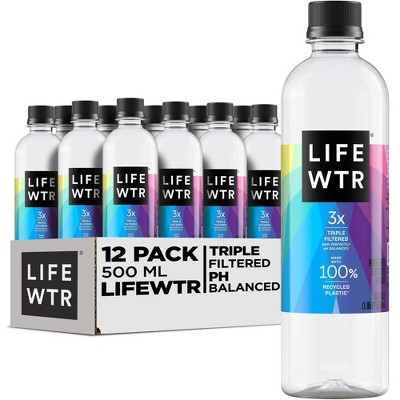 LIFEWTR, Premium Purified Water, pH Balanced with Electrolytes For Taste, 500 ml bottles (Pack of 12)