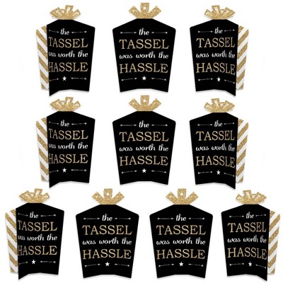 Big Dot of Happiness Gold - Tassel Worth The Hassle - Table Decorations - Graduation Party Fold and Flare Centerpieces - 10 Count