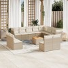 vidaXL Patio Sofa Set with Cushions Outdoor Furniture 13 Piece Poly Rattan - Beige and Cream - 2 of 4