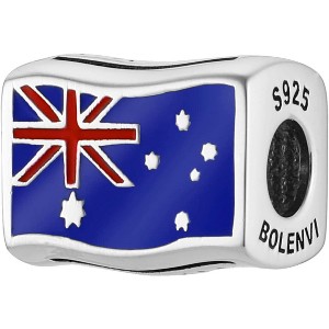 Sterling Silver Travel Charm - World Flags Country Bead for Bracelets, Gift for Mom & Daughter - 1 of 4