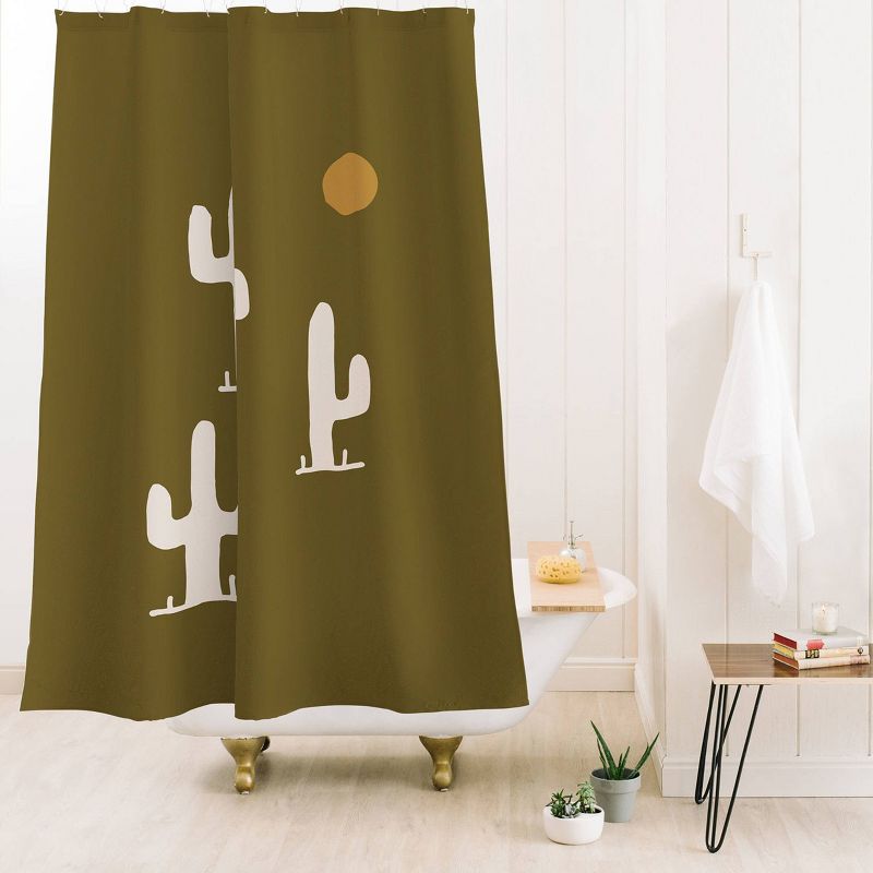 Urban Wild Studio Saguaro Silent Disco Olive Heavy Shower Curtain Green - Deny Designs, 3 of 5