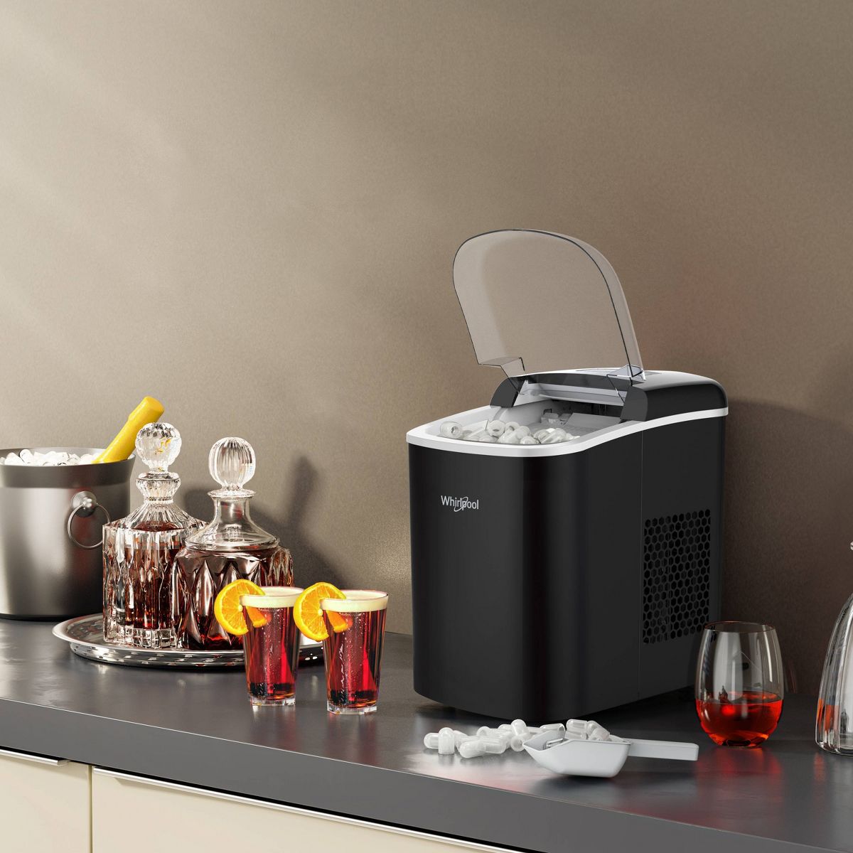 Whirlpool Countertop Ice Maker WHCI26VBA3A: 26 lb Daily Production, Bullet Ice, Black, 1.5 lb Storage, 2 Ice Sizes - thumbnail 10