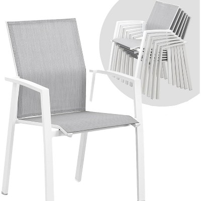Heynemo Patio Dining Chairs, Sturdy Aluminum Frame, Quick-Drying Textilene Fabric, Stackable Outdoor Furniture for Lawn, Balcony