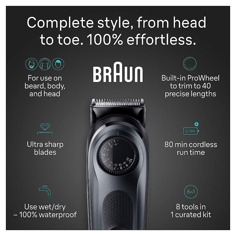 Braun All-in-One Series 5 AiO5470 Rechargeable 8-in-1 Body, Beard &#38; Hair Electric Trimmer, 4 of 11