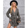 Clearlove Womens 2025 A Long Sleeve Knitted Dress with Shoulder Sleeves and Straps Ribbed Knit Sweater Dress - 2 of 4