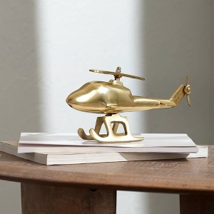 Aluminum Airplane Decorative Sculpture-Home Decor Statue-Accent Figurine Helicopter-10X3.25X5" - 1 of 4