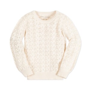 Hope & Henry Girls' Long Balloon Sleeve Pointelle Pullover Sweater, Kids, XX-Small - 1 of 4