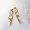 Ross-Simons 0.20 ct. t.w. Pink Sapphire and .18 ct. t.w. Diamond Hoop Earrings in 18kt Gold Over Sterling - 3 of 4