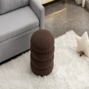 FURNIinspire Ottomans and Benches Plush Velvet Footrest Ottoman with Wooden Base Elegant Design for Modern Living, Brown, 17.1"*17.1"*18.9" - 1 of 4