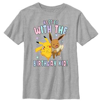 Boy's Pokemon Pikachu and Eevee Besties with the Birthday Kid T-Shirt