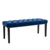 Velvet Upholstered Tufted Bench W/Rubber Wooden Legs, Velvet Cushion, 45.28" L Accent Footrest Stool For Living Room, Entryway, Dining Room, Bedroom - 3 of 4