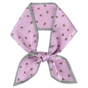 INSPIRE CHIC Women's Heart Print Skinny Long Silky Ribbon Hair Band Handbag Wrap Scarves 1Pc - 1 of 4