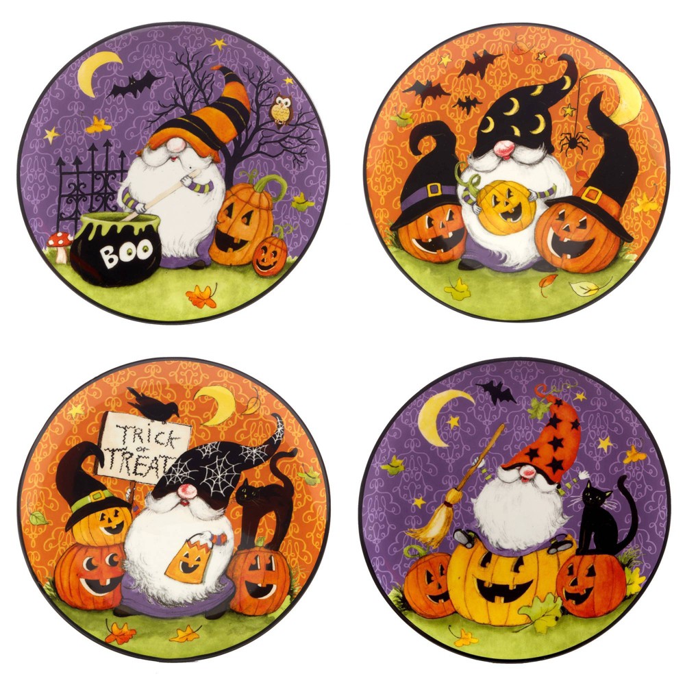 Photos - Other kitchen utensils Certified International Set of 4 Halloween Gnomes Dessert Plates  